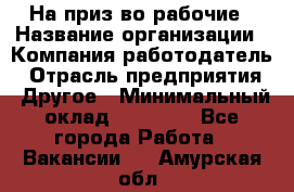 На приз-во рабочие › Название организации ­ Компания-работодатель › Отрасль предприятия ­ Другое › Минимальный оклад ­ 30 000 - Все города Работа » Вакансии   . Амурская обл.